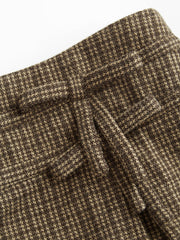 Jacquard Mid Rise Gingham Bowknot Pleated Mini Skirt