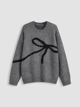Knit Round Neckline Bowknot Oversized Sweater