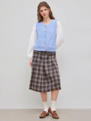 Cotton-blend Round Neckline Pocket Knitted Vest