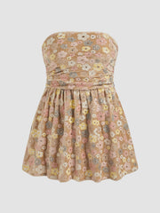 Velvet Floral Sequin Ruffle Mini Dress Curve & Plus