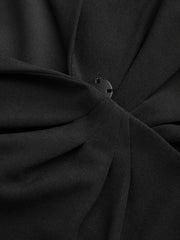 Collar Solid Ruched Long Sleeve Blouse