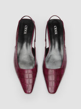 CROCODILE PATTERN POINTED TOE FAUX LEATHER SLINGBACK FLATS
