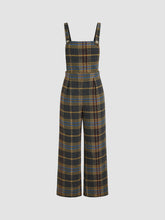 Tweed Plaid Button Up Wide Leg Jumpsuit