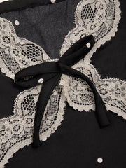 Satin V-neck Spot Lace Trim Nightdress Curve & Plus