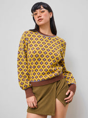 Knit Round Neck Floral Sweater