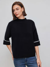 Knit Contrasting Binding Long Sleeve Top