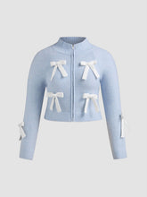 High Neck Bowknot Cardigan Curve & Plus