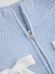 High Neck Bowknot Cardigan Curve & Plus