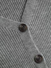 Knit V-neck Solid Button Crop Cardigan