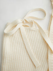 Knit V-neck Bow Wrap Oversized Crop Sweater