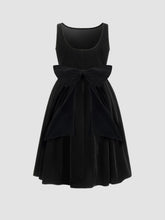 Velvet Boat Neck Bowknot Midi Dress Curve & Plus