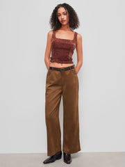 Square Neck Lettuce Trim Tank Top