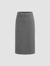 Wool-blend Mid Rise Split Maxi Skirt