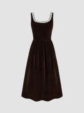 Velvet Rhinestone Ruffle Maxi Dress