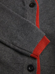 Knit V-neck Contrasting Binding Cardigan