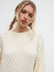 Cable Knit Round Neckline Mini Dress