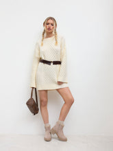 Cable Knit Round Neckline Mini Dress