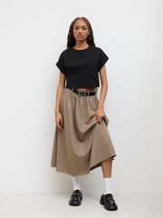Round Neckline Solid Short Sleeve Top