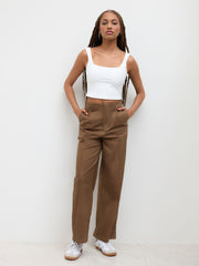 Linen High Rise Wide Leg Trousers