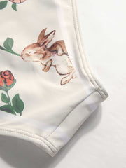 Shaping Square Neck Fruit & Floral Contrasting Binding Knotted One Piece Swimsuit Curve & Plus