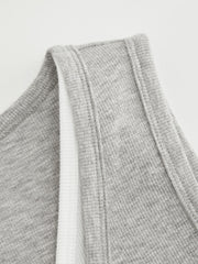 Cotton-blend V-neck Two Tone Tank Top