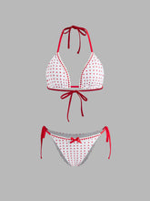 Halter Neckline Heart Bowknot Tie Side Bikini Set