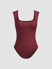 CIDERCONTOUR Double Layered Square Neck Solid Bodysuit
