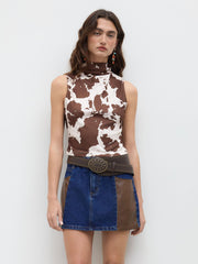Denim Low Rise Patchy Micro Mini Skirt