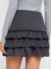 Mid Rise Layered Mini Skirt
