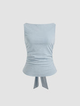 Boat Neck Rhinestone Knotted Tank Top