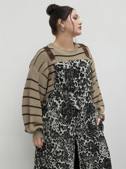 Striped Knit Round Neckline Long Sleeve Top Curve & Plus