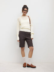 Oversized Off-shoulder Two-piece Knitted Top