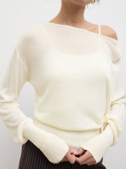 Oversized Off-shoulder Two-piece Knitted Top