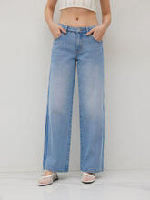 Cider Denim Low Rise Raw Trim Straight Leg Jeans