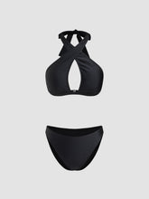 Halter Neckline Criss Cross Cut Out Cheeky Bikini Set