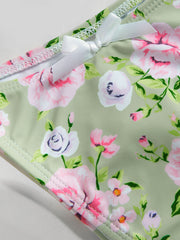 Floral Ruffle Hem Bowknot Bikini Set