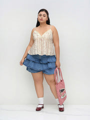 Cotton-blend V-neck Floral Cami Top Curve & Plus