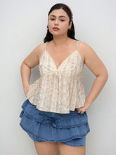 Cotton-blend V-neck Floral Cami Top Curve & Plus