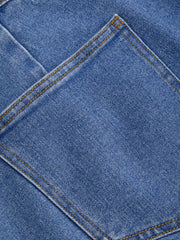 High Stretch Denim Mid Rise Wrap Micro Mini Skort Curve & Plus
