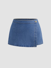 High Stretch Denim Mid Rise Wrap Micro Mini Skort Curve & Plus