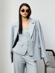 Notched Collar Oversized Blazer