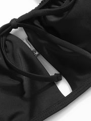 Square Neck Cut Out Drawstring Bracelet Cheeky Bikini Set