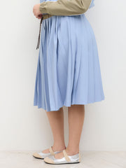 Mid Rise Knotted Contrasting Binding Pleated Midi Skirt Curve & Plus