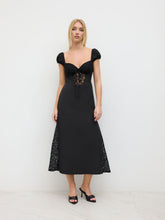 Satin Sweetheart Lace Patched Maxi Dress