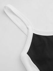 U-neckline Two Tone Cami Top & Cotton-blend Low Rise Knotted Mini Skort