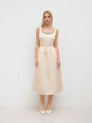 Satin Square Neck Rhinestone Maxi Dress