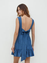 Backless Bowknot Ruffle Hem Mini Dress