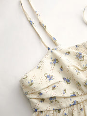 100% Cotton V-neck Floral Knotted Shirred Cami Top Curve & Plus