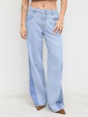 Cider Denim Low Rise Washed Patchy Baggy Jeans