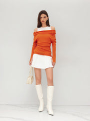 Knit Off-shoulder Ruched Top & Solid Tank Top
